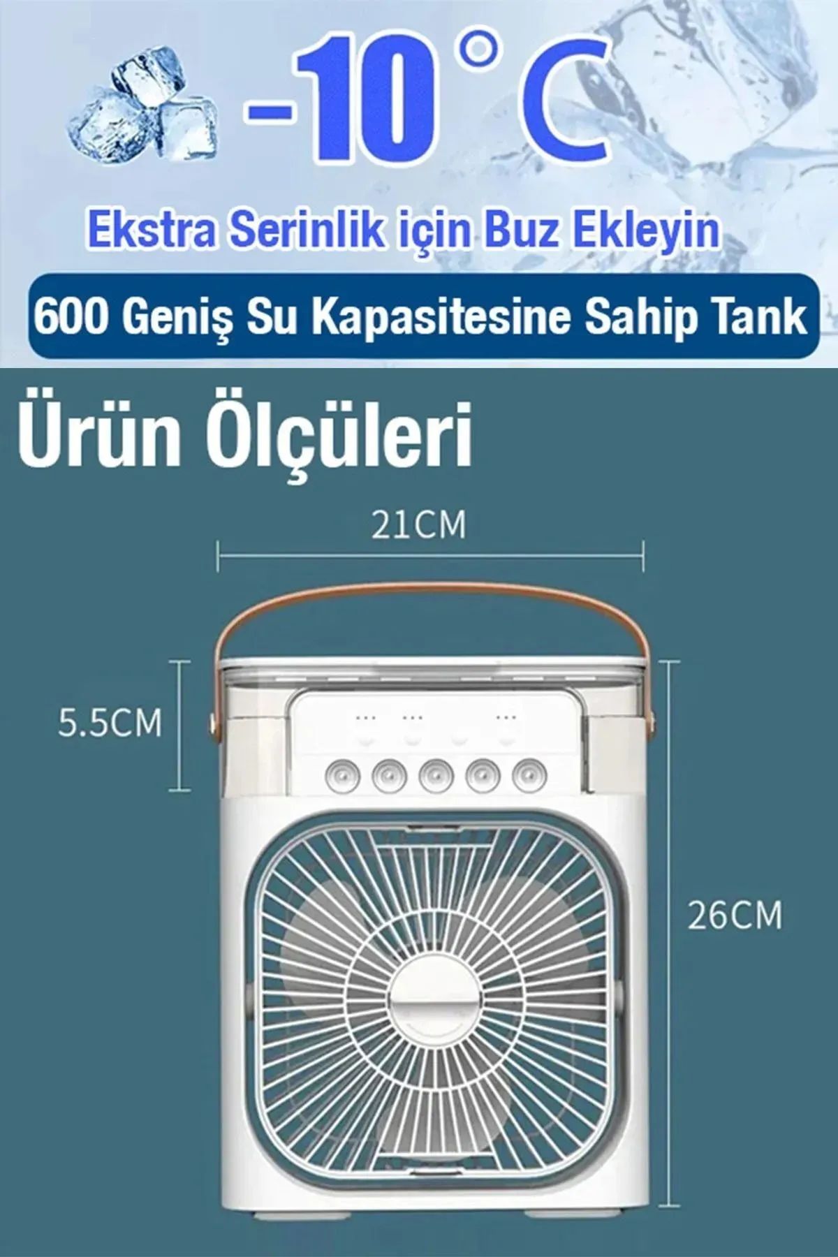 Hava Nemlendirici Buhar Makinesi Su Soğutmalı Vantilatör YEŞİL